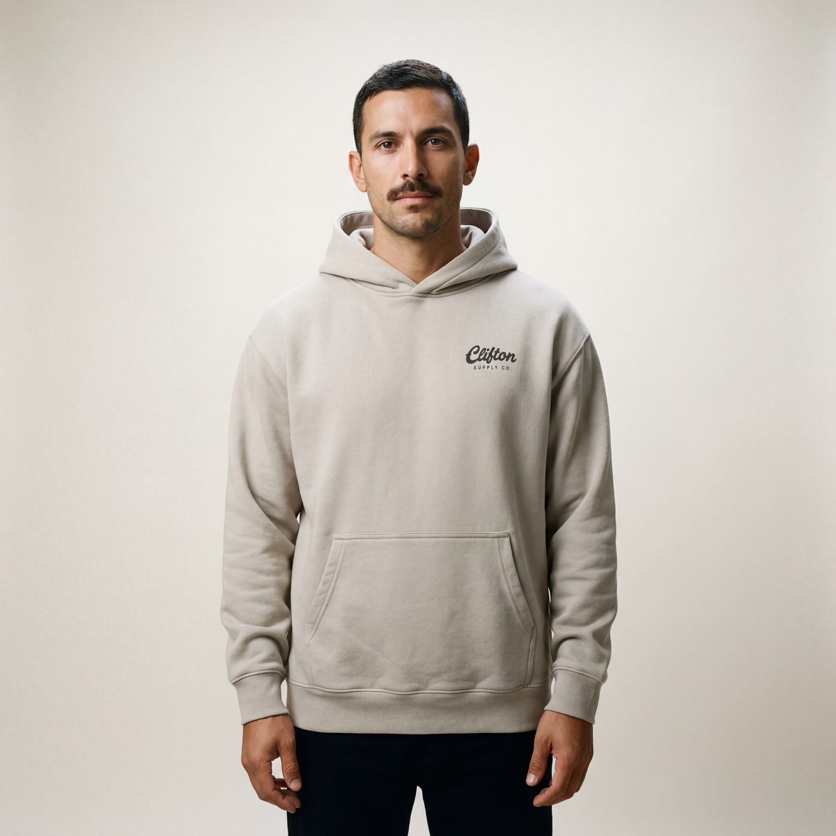 Clifton Logo Hoodie Faded Bone