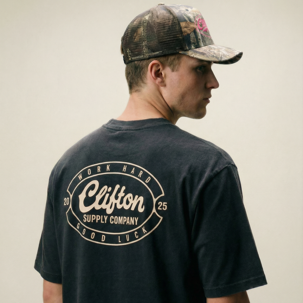 Clifton Logo Tee Faded Black