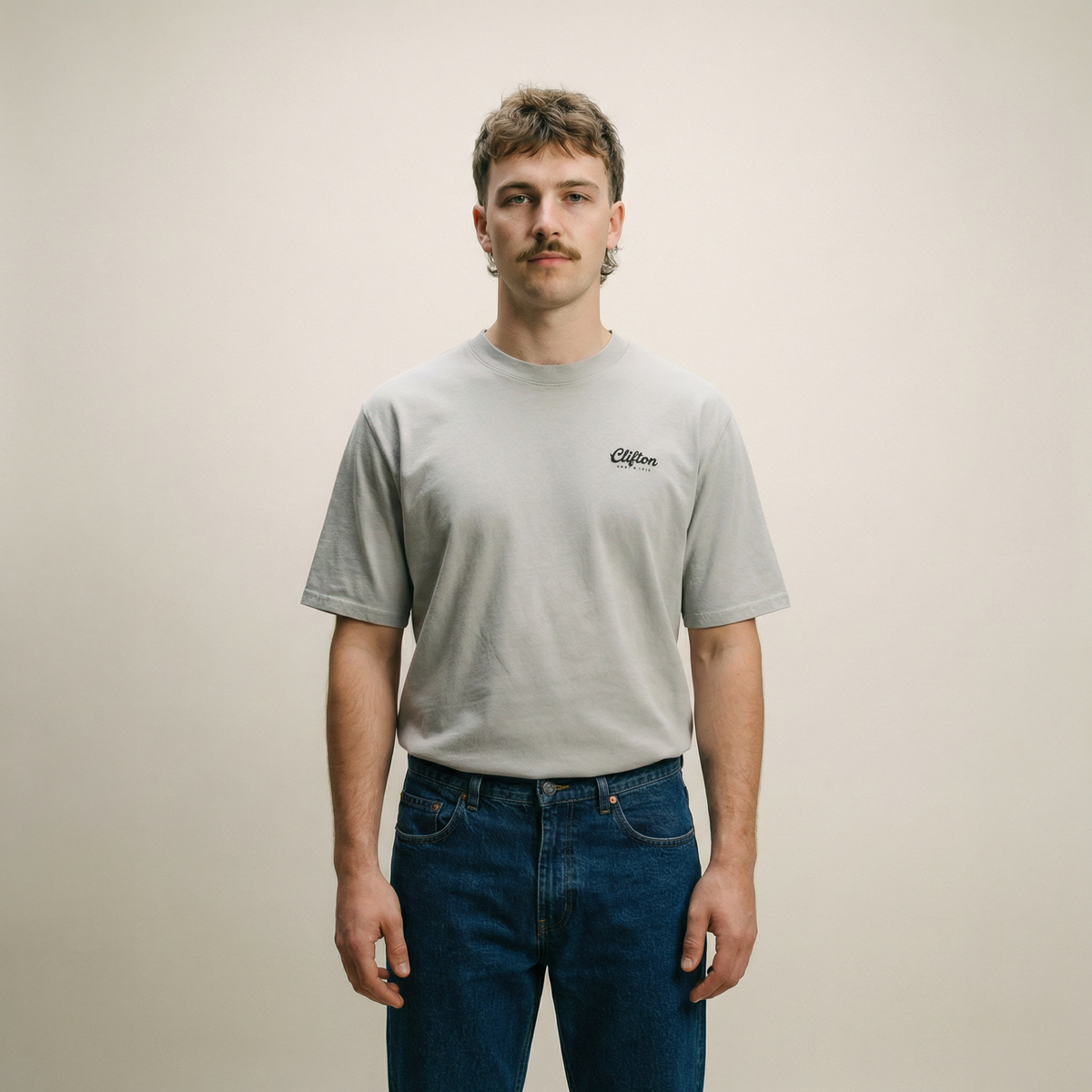 Clifton Logo Tee Faded Bone