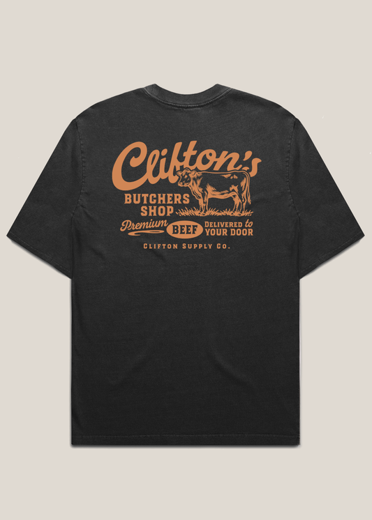 Butcher Shop Tee Faded Black
