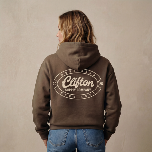Clifton Logo Hoodie Faded Brown