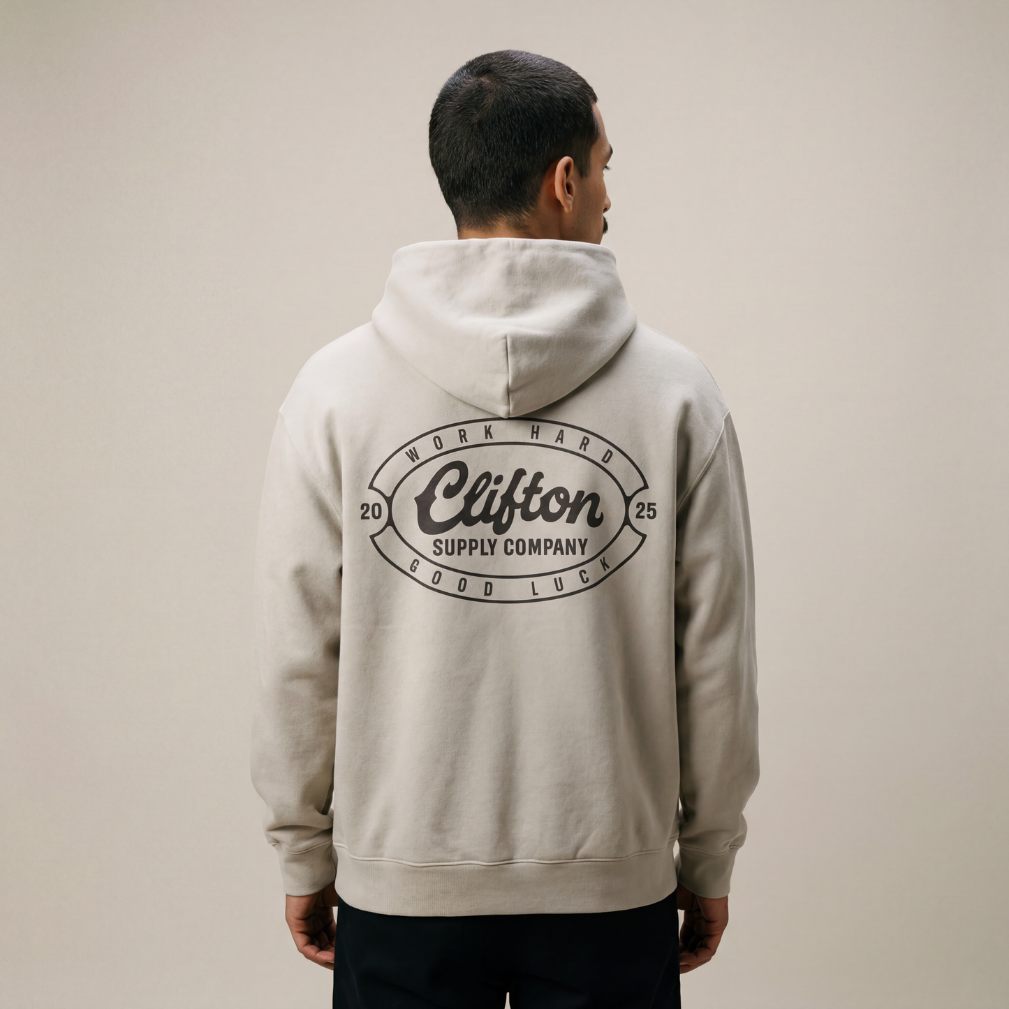 Clifton Logo Hoodie Faded Bone