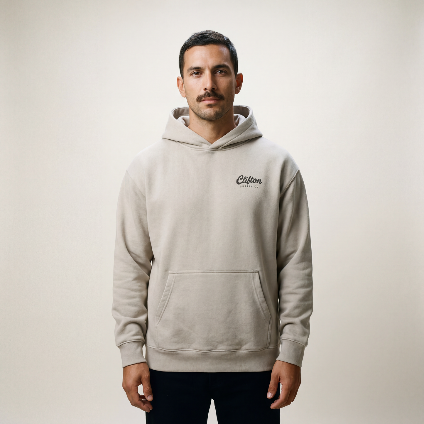 Clifton Logo Hoodie Faded Bone