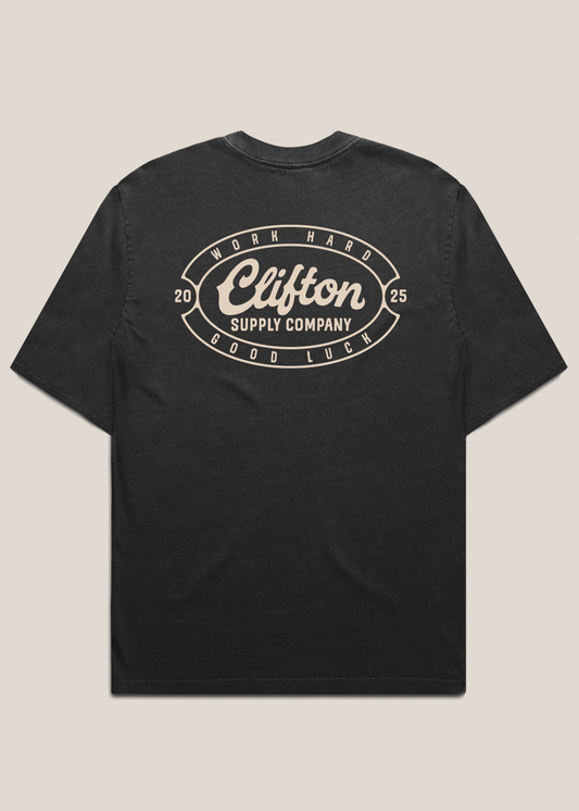 Clifton Logo Tee Faded Black