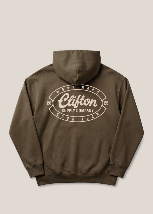 Clifton Logo Hoodie Faded Brown