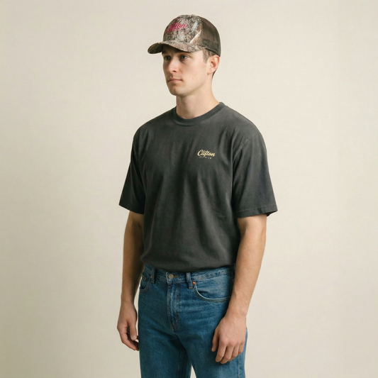 Clifton Logo Tee Faded Black