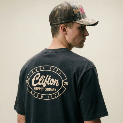 Clifton Logo Tee Faded Black